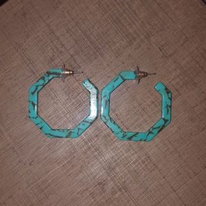 Erin McDermott turquoise hexagon resin earrings